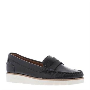 Carl Scarpa Lucentia Navy Leather Wedge Loafers